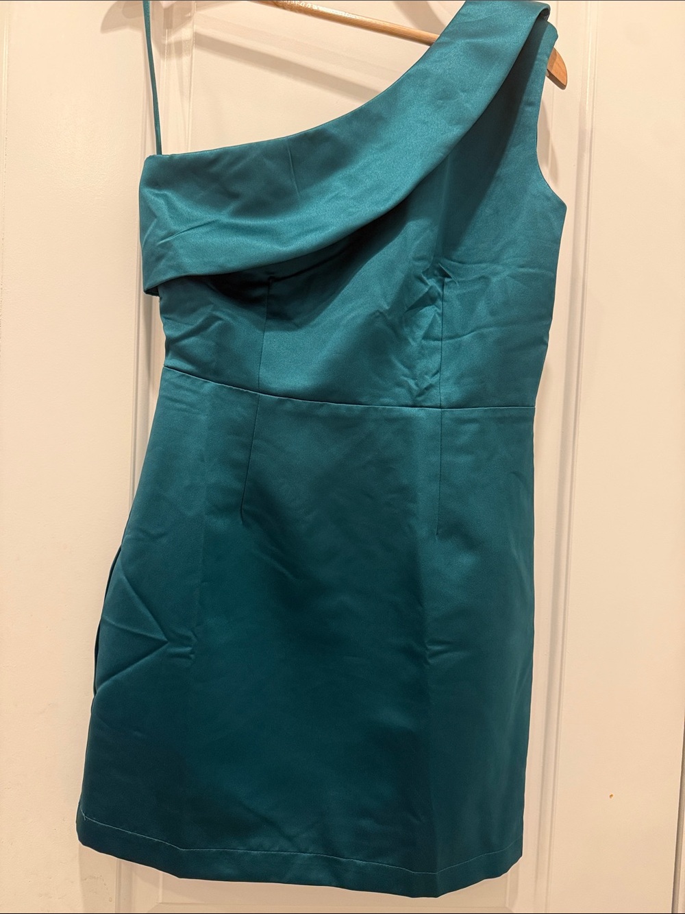 TCEC One-Shoulder Teal Sheath Dress